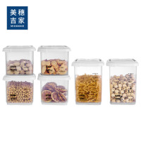 美穗吉家 密封保鲜盒六件套 MIH-2408050 大容量塑料保鲜盒饭盒密封便当盒餐盒厨房收纳盒冰箱冷冻盒 透明