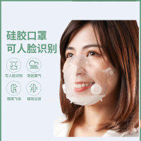 谋福-CNMF T7硅胶防飞溅防尘口罩 可人脸识别透明口罩呼吸防护透明面罩(T7透明口罩 )