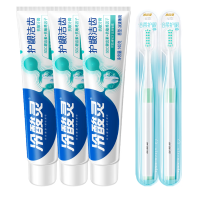 冷酸灵(LESENING) 冷酸灵护龈洁齿抗敏感牙膏140g * 3 + 冷酸灵云感觉倍柔护龈牙刷*2
