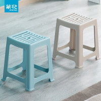 茶花(CHAHUA) 茶花塑料凳子塑料中凳儿童凳 [叠加存放]4只装 高35cm 0848 蓝灰 浅咖