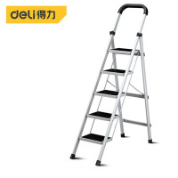 得力(deli) 双层钢管五步折叠梯 DL509005 三角框架强稳定 顶端防滑稳重心