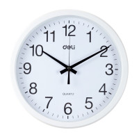 得力(deli) 得力9005挂钟(白)(只)30cm(12寸) 简约时尚挂钟30cm现代石英钟挂壁圆形12寸电子钟