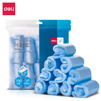 得力(deli) 得力LS101_一次性PE鞋套(OPP袋装)(淡蓝)(100只/包) 一次性防尘鞋套PE鞋套