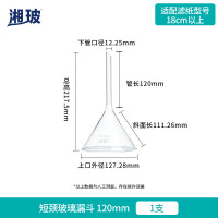 LISM-比克曼生物 湘玻玻璃漏斗锥形三角漏斗大口径加厚高硼硅漏斗实验室长颈分液漏斗 [短颈]120mm 1个