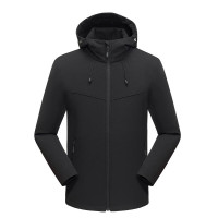 Tri-polar户外冲锋衣男女款加绒外套加绒单层防风秋外套风衣TP8453 男士幻影黑 XXXL