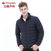 Tri-polar 轻薄款羽绒服男短款立领时尚宽松显瘦外套大码秋冬保暖羽绒衣TP9011 藏青色 2XL