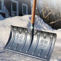 伯惠达锰钢推雪铲板户外冬天破冰除雪铲养殖粪便清洁 黑色+1.2米木柄