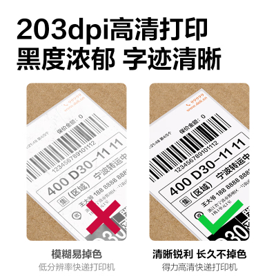 得力(deli)高清热转印打印机 108MM快递面单标签不干胶打印 热敏+碳带双模式DL-888