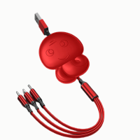 十足酷 一拖三快充线伸缩三合一快充线数据线 红色 SZK-X05