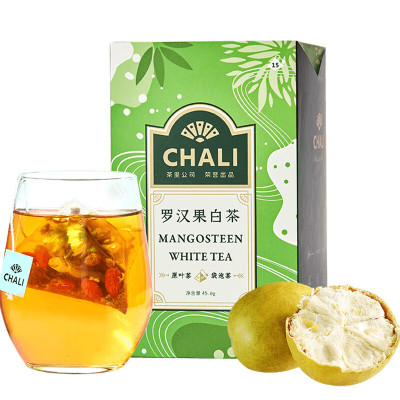 CHALI 茶叶 养生茶 罗汉果白茶45g茶包菊花茶茉莉花茶 15包/盒