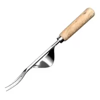 绿化拔草神器 木柄不锈钢拔草器(印字)