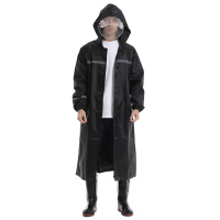 雨衣 拉链反光收纳黑色 XXL