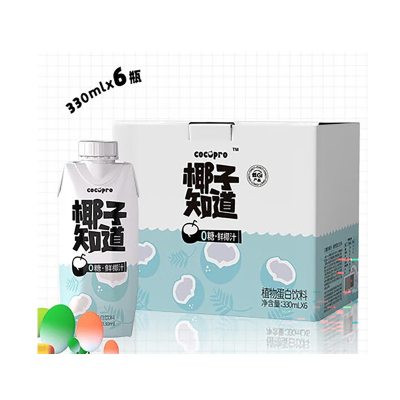 椰子知道 0糖鲜椰汁 常规包装款330ml*6