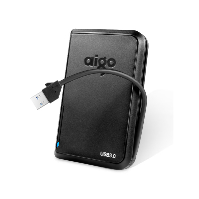 爱国者(aigo)4TB移动硬盘USB3.0 HD806黑色 2.5英寸机械硬盘兼容Mac 机线一体 高速传输