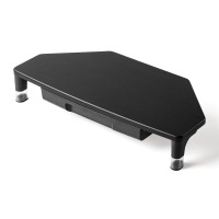 SANWA SUPPLY转角显示器增高架 转角桌专用 L型桌面适用 附抽屉 2档高度可调节 10kg承重 黑色