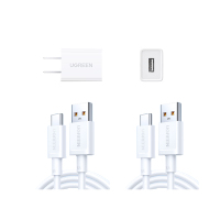 绿联Type-C数据线2条装超级快充100W+5v1a充电头器USB适用华为荣耀小米vivo/oppo手机快充套装