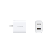 绿联(UGREEN)3.4A充电头5V2a多口充电器通用苹果iPhone小米三星华为手机平板快充USB双口数据线适配器