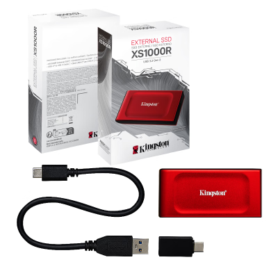 金士顿(Kingston)1TB USB3.2 Gen 2移动固态硬盘(PSSD)XS1000传输速度1050MB/s红