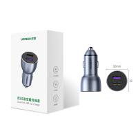 绿联(UGREEN)车载充电器 34.5W超级快充适用华为汽车点烟器一拖二车充USB转换