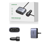 绿联(UGREEN)车载充电器 点烟器一拖二/三转换器插头USB扩展快充适用华为小米