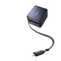 倍思[自带伸缩线]苹果充电器35W双口氮化镓低温快充iPhone15充电头适用华为小米充电套装9112-00