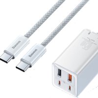 倍思 65W六代氮化镓充电器套装+100W双C线2米加长适用苹果macbook笔记本华为小米平板ipad