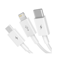 倍思倍思 5V/2A 充电器套装USB快充插头+3.5A三合一数据线适用iPhone14/13ProMax华为小米手机