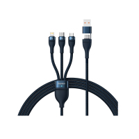 倍思 数据线三合一快充 多头二拖三pd快充线适用Type-c华为苹果15/14/13pro安卓手机电脑充电器线 蓝色