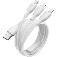 倍思苹果16/15充电线三合一数据线快充3.5A一拖三多合一Type-C安卓华为小米手机车载 皓月白1.3米