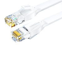 山泽 六类网线 CAT6类千兆纯铜扁平网线 电脑宽带家用监控网络连接成品跳线 白色1.5米BBP6015