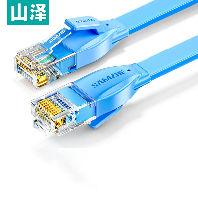 山泽(SAMZHE)六类网线 扁线 CAT6类千兆扁平家用电脑路由器非屏蔽网络连接线 成品跳线 蓝色5米 SZ-605BE