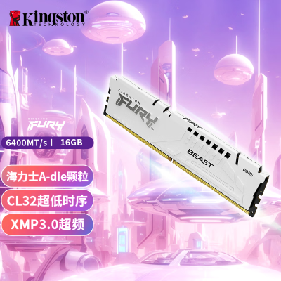 金士顿(Kingston)FURY 16GB DDR5 6400 台式机内存条 Beast 超级野兽系列 海力士A-di