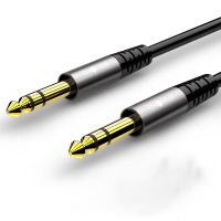 秋叶原(CHOSEAL)6.5mm音频线 6.35大三芯公对公 6.35音响对录线 音响箱功放电吉他连接线 2米 QAD22BKT2