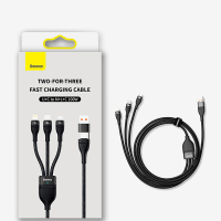 倍思充电线快充多头一拖三PD充电线适用Type-c华为mate60pro苹果15/14promax手机电脑充电器线