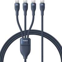 倍思充电线三合一Type-C数据线苹果PD快充100W一拖三适用车载充电器线iPhone15/14/13苹果安卓手机 蓝