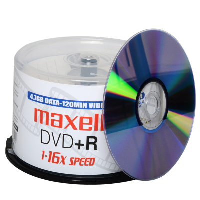 麦克赛尔(Maxell)DVD+R光盘 刻录盘 光碟 空白光盘 16速4.7G 影音系列桶装50片