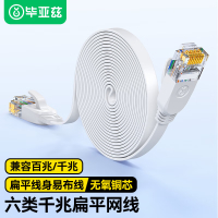 毕亚兹 六类CAT6类网线 千兆网络连接线 电脑宽带家用监控非屏蔽扁平跳线 成品网线 白色 20米
