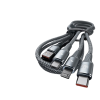 罗马仕充电线三合一数据线快充100W/66W充电器线一拖三头苹果Type-C安卓iPhone14/13华为小米手机车载