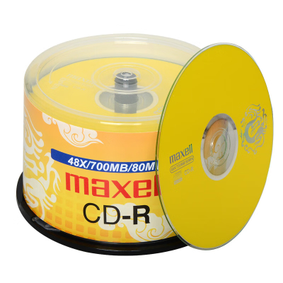 麦克赛尔(Maxell)CD-R光盘 刻录盘 光盘空白 光碟 48速700M 龙纹金盘桶装50片