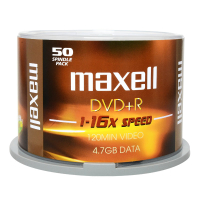 麦克赛尔(Maxell)DVD+R光盘 刻录盘 光碟 空白光盘 16速4.7G台产 办公系列 黄纹黑尊桶装50片