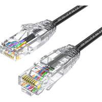 毕亚兹 超六类细线网线 CAT6A类无氧铜 万兆高速成品连接线 家用电脑宽带网络跳线 5米 黑色