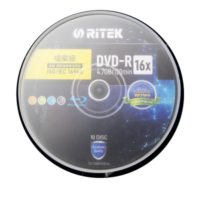 錸德(RITEK)DVD-R档案级光盘空白光盘dvd刻录盘10片装16x 原装4.7G 10片装