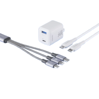 罗马仕三合一数据线+30W氮化镓充电器套装适用苹果iphone15/14/13小米华为荣耀三星vivo车载多用