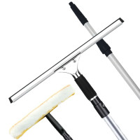 玻璃刮水器 擦窗神器加长铝合金杆 玻璃清洁工具6米六节伸缩杆四件套