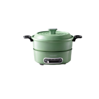 摩飞 多功能锅电火锅家用分体式鸳鸯火锅电炒锅烧烤肉蒸煮炒煎电煮锅 MR9087 3L大容量 绿色