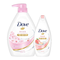 多芬樱花滋养沐浴露套装樱花1kg+弹润300g柔嫩肌肤(新老包装随机)