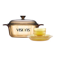 康宁(VISIONS) 晶彩生活 1.25L透明锅+晶尊餐具小碗×2 小盘×1 大盘×1 VS-ZH05B148C/KZ