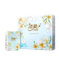 洁柔手帕纸 百合印花4层7片*12包可湿水面巾纸 无香 繁花系列彩色印花