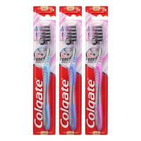 高露洁(Colgate)超洁纤柔备长炭软毛成人牙刷 3支 超细软毛 深层洁齿