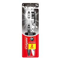 高露洁(Colgate)男士中硬毛牙刷去牙渍亮白牙齿清洁烟渍茶渍成人软毛含炭刷丝2支